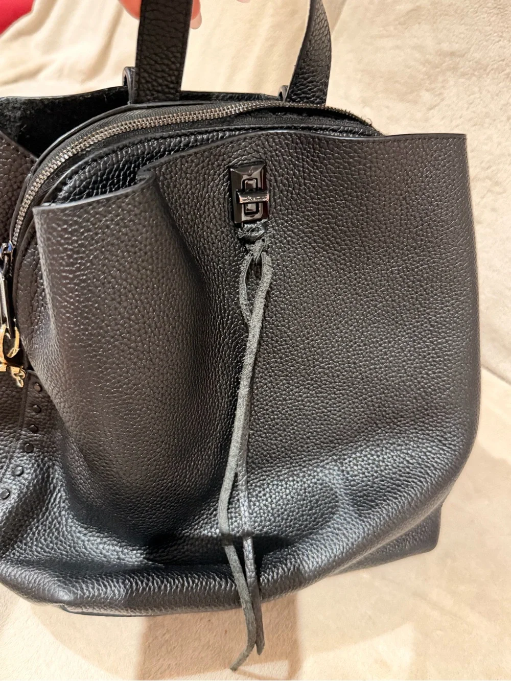 Rebecca Minkoff Black Pebbled Leather Backpack Tote. Flaw see pictures